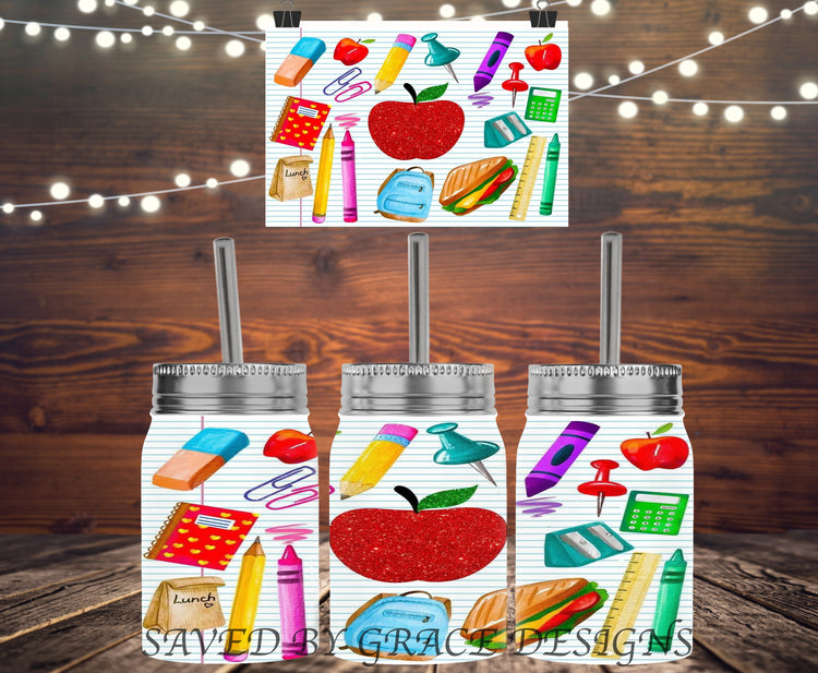 School supply mason jar