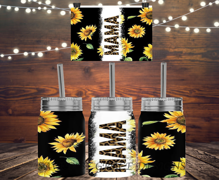 sunflower mama mason jar