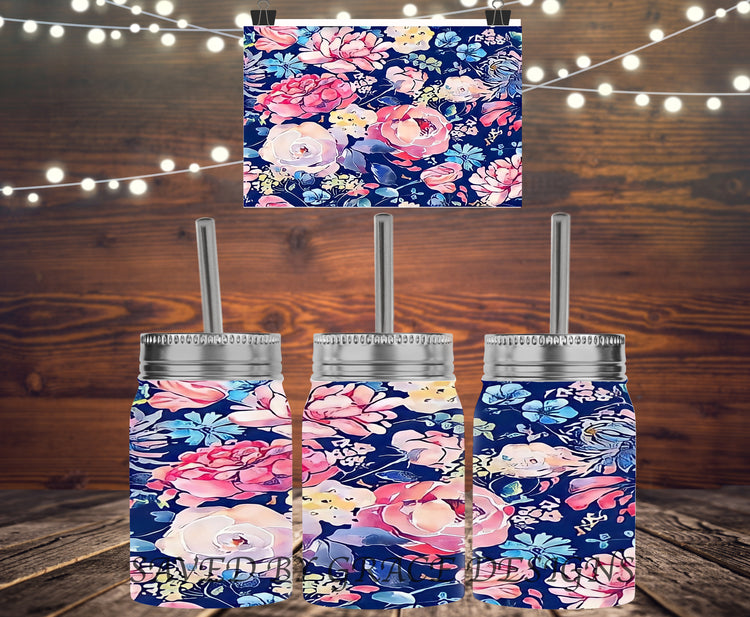 water color flowers mason jar