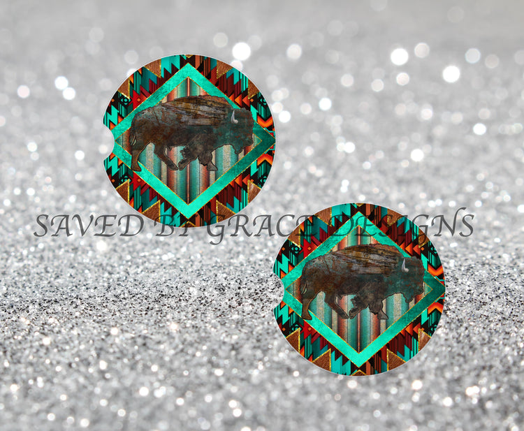 Western Bison car coasters