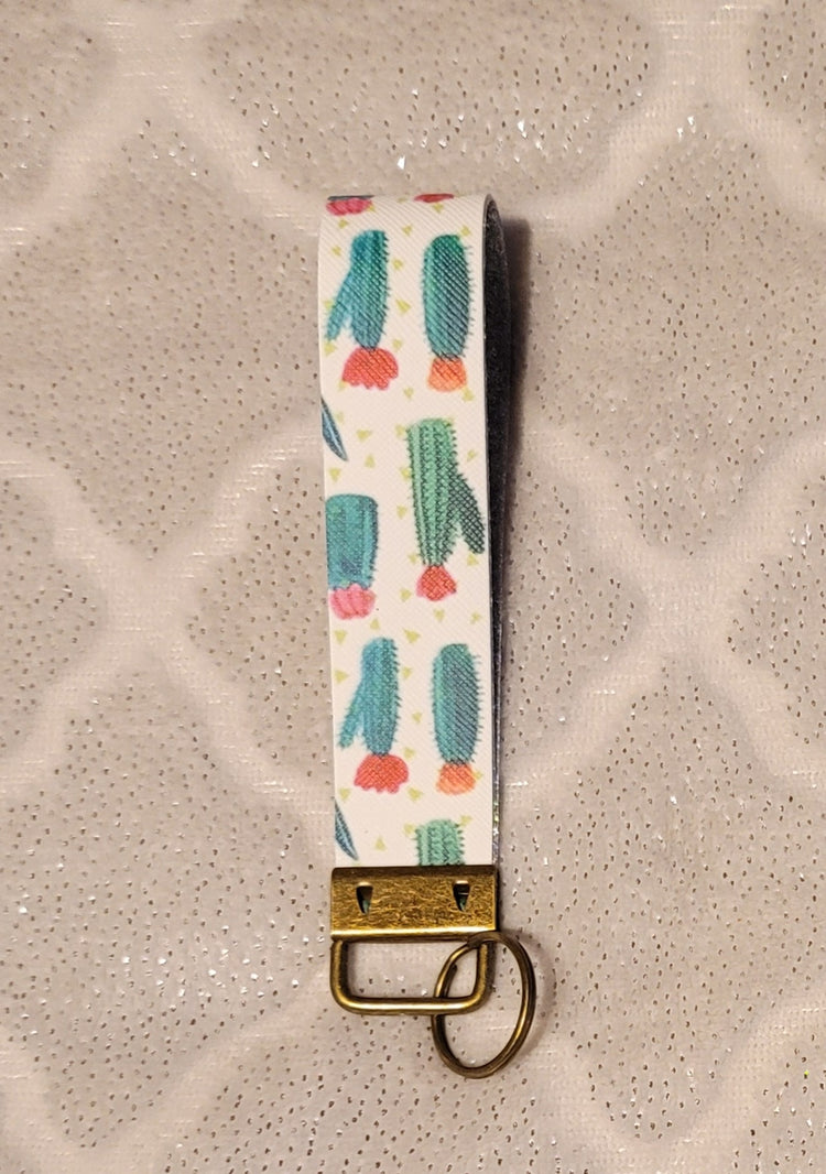 Cactus Faux Leather Keychain