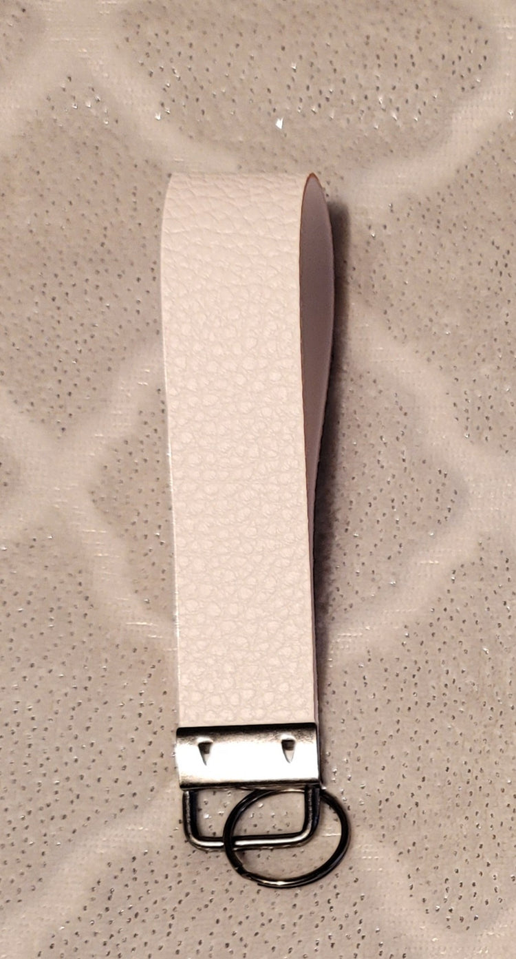 White Faux Leather Keychain