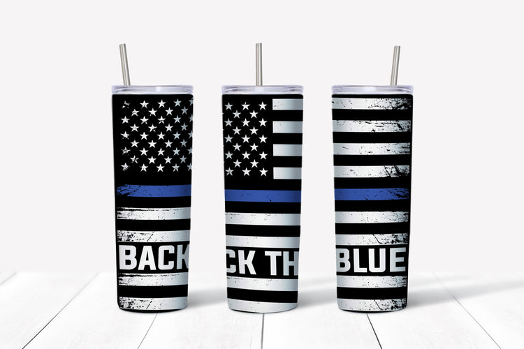 Back the blue sublimation tumbler