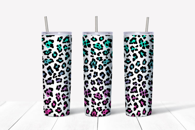 blue/purple leopard print sublimation tumbler