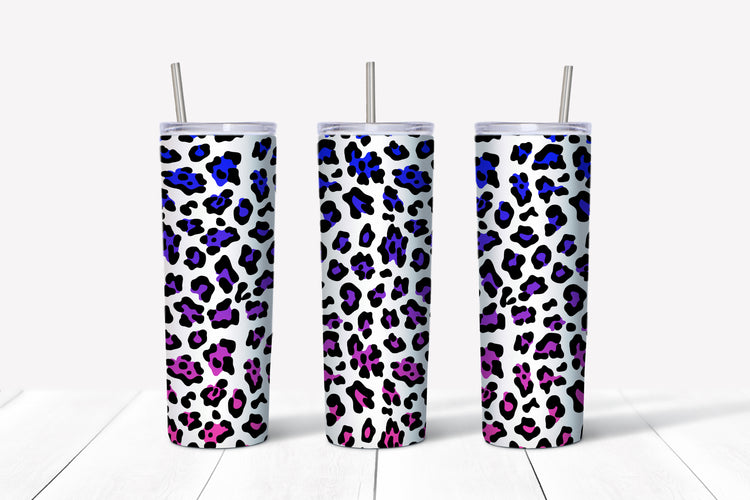 dark blue/purple leopard print sublimation tumbler