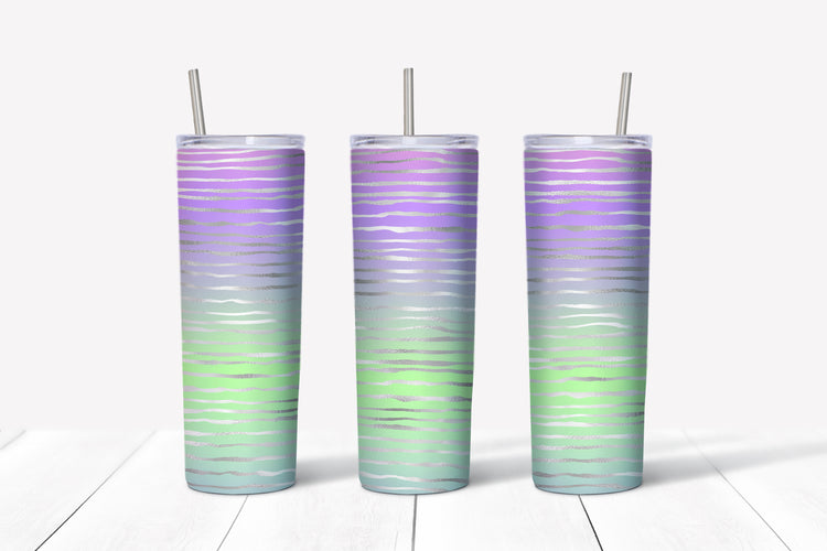 silver/multi colored zebra print sublimation tumbler