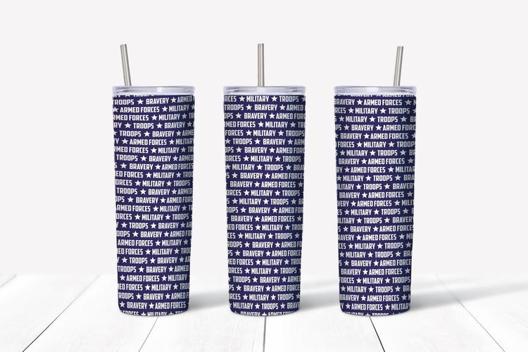Blue Armed forces sublimation tumbler