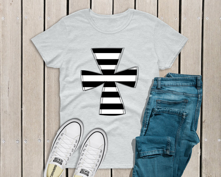 Black and white striped cross