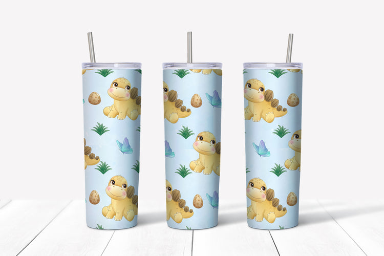 Yellow baby dino sublimation tumbler