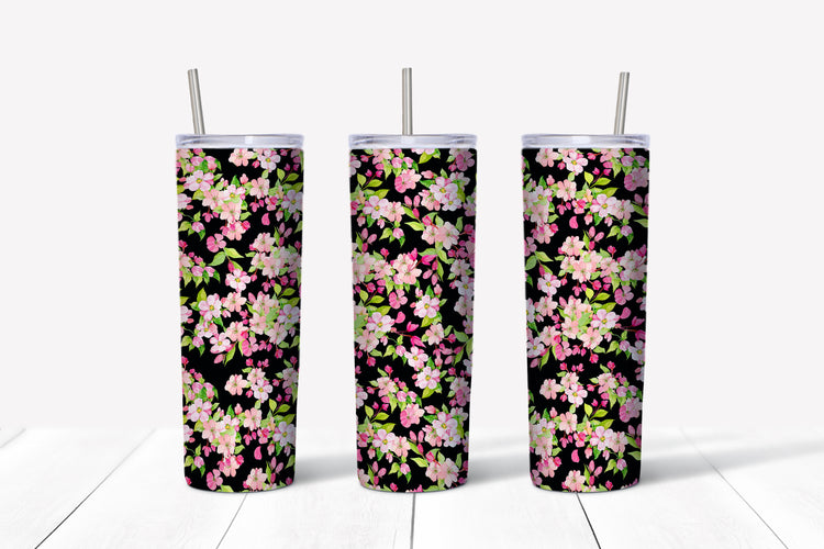 Pink flower sublimation tumbler