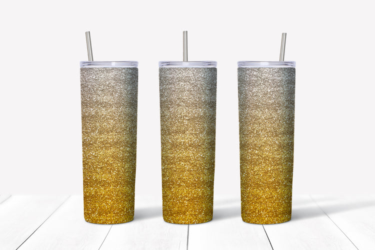 Yellow Ombre glitter sublimation tumbler