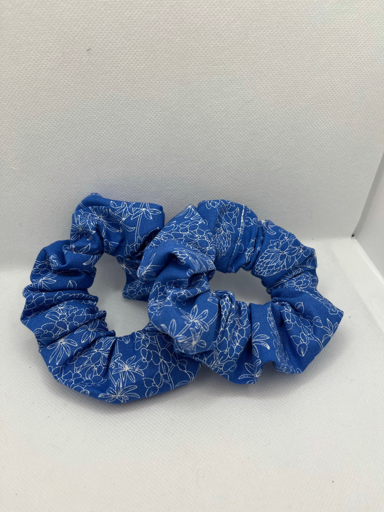 Blue floral hair Scrunchie