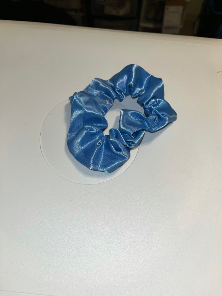 Blue silk hair scrunchie