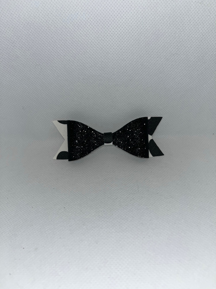 Cow print faux leather bow
