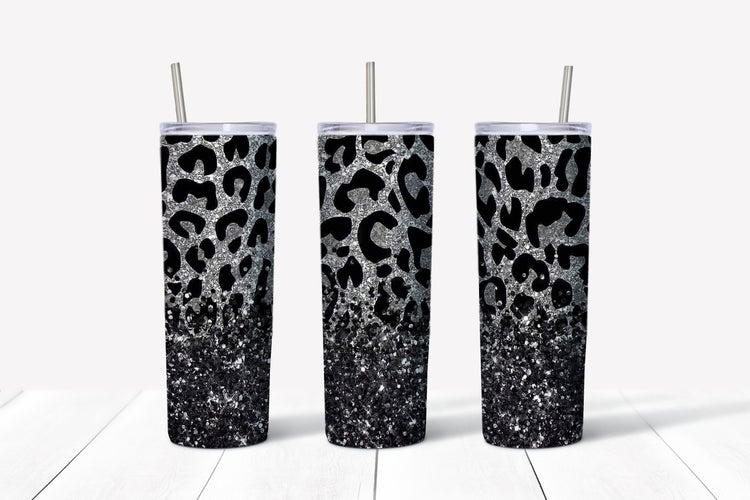 silver leopard print sublimation tumbler