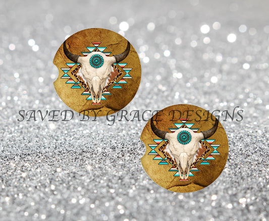 Aztec cow car coasters