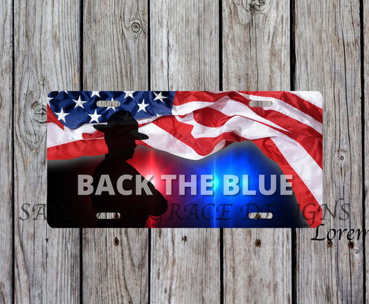 Back the blue license plate