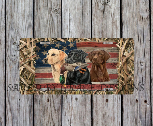 Duck hunting dogs license plate