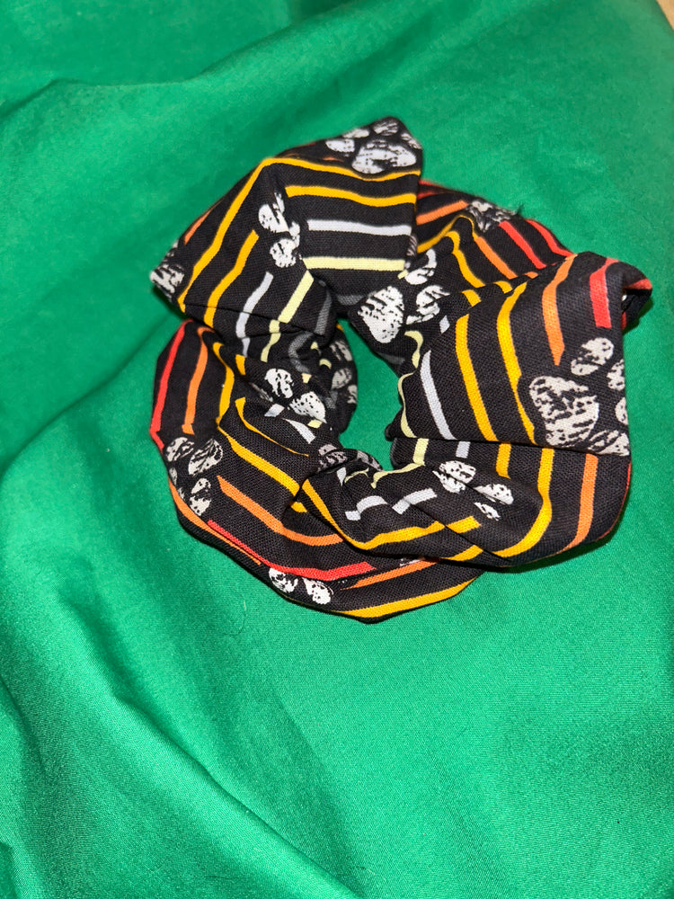 Paw prints with stripes scrunchie