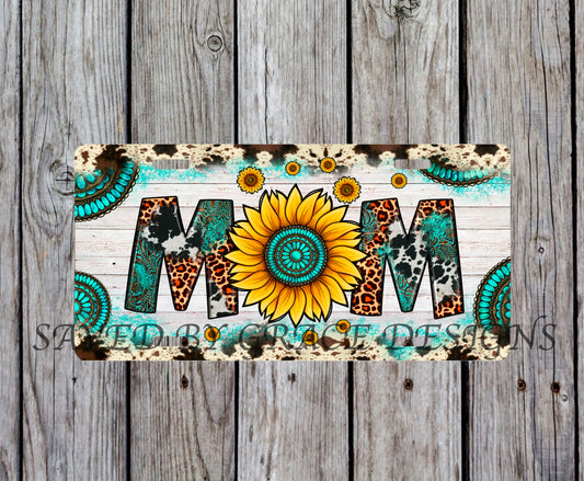 mom sunflower license plate