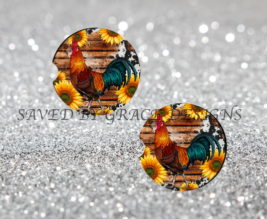 Rooster car coasters