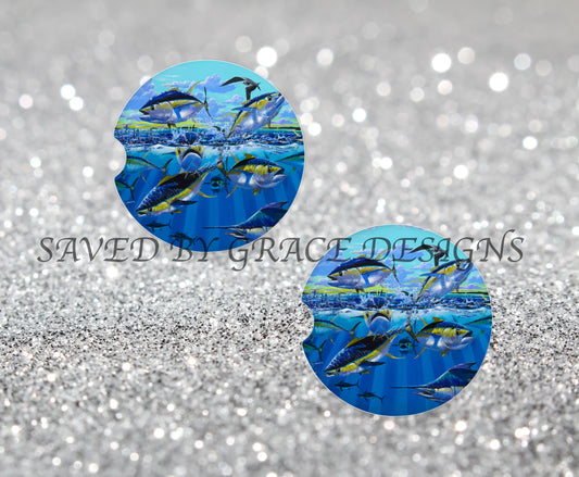 yellowfin tuna car coasters