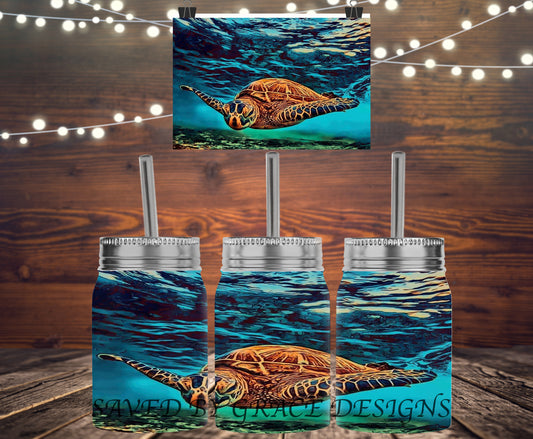 sea turtle mason jar