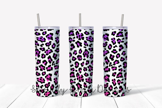 purple/pink leopard print sublimation tumbler