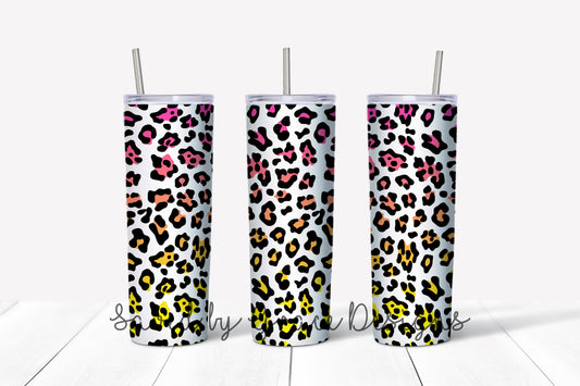 Pink/yellow leopard print sublimation tumbler