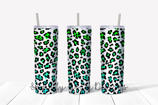 Green/blue leopard print sublimation tumbler