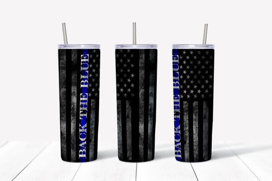 Back the blue sublimation tumbler