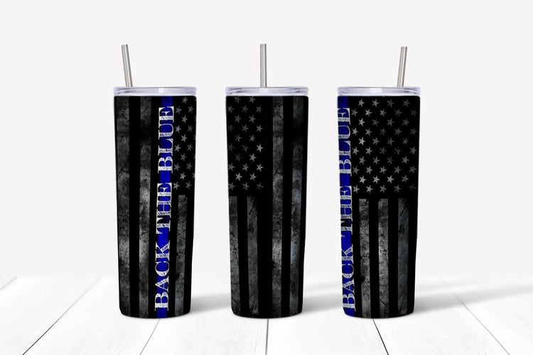 Back the blue sublimation tumbler