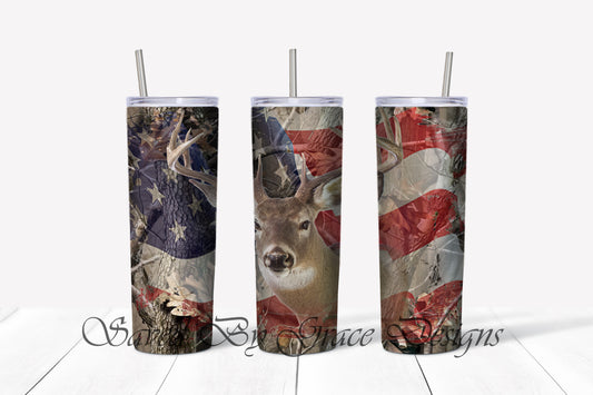camo/American flag deer sublimation tumbler
