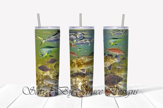 saltwater fish sublimation tumbler
