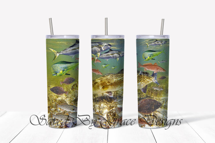 saltwater fish sublimation tumbler