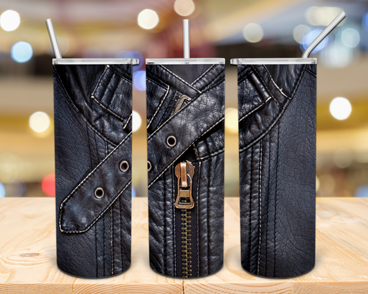 Leather jacket sublimation tumbler