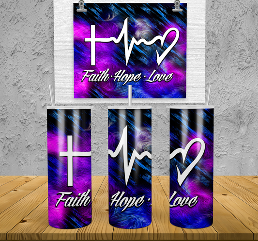 Faith, hope, love sublimation tumbler