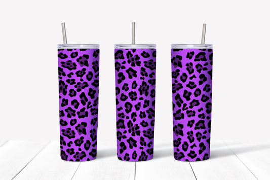 Purple leopard print sublimation tumbler