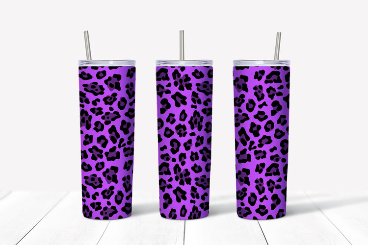 Purple leopard print sublimation tumbler