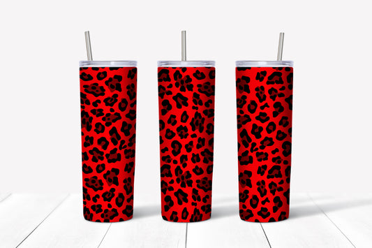 Red leopard print sublimation tumbler