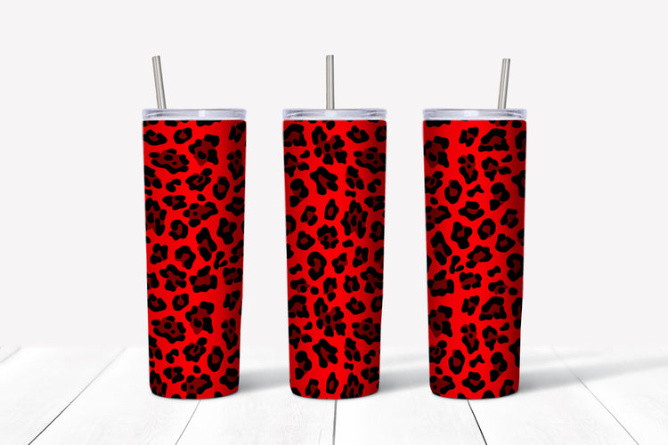 Red leopard print sublimation tumbler