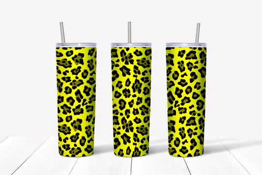 Yellow leopard print sublimation tumbler