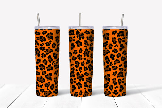 Orange leopard print sublimation tumbler