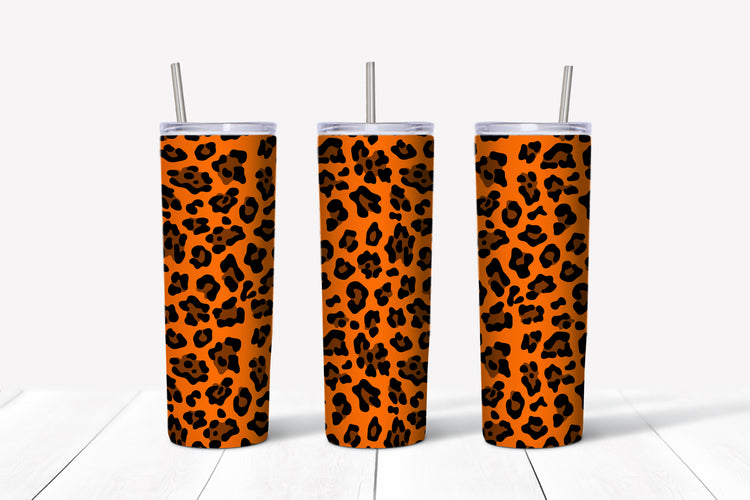 Orange leopard print sublimation tumbler