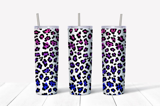 Pink/blue leopard print sublimation tumbler
