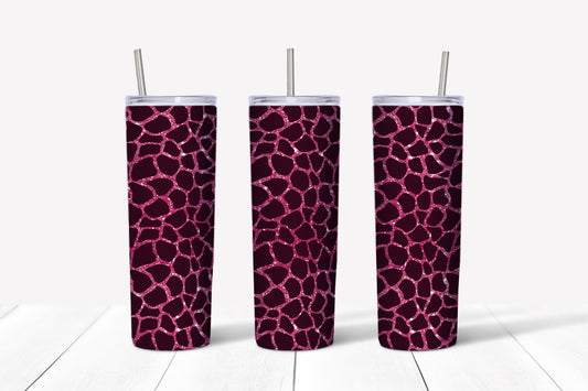 sparkly pink animal print sublimation tumbler