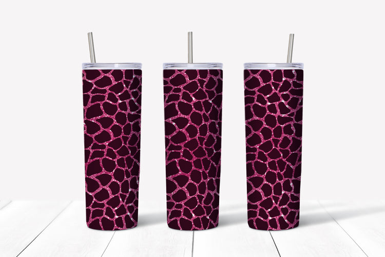 sparkly pink animal print sublimation tumbler