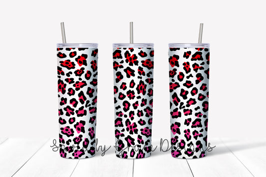 red/pink leopard print sublimation tumbler