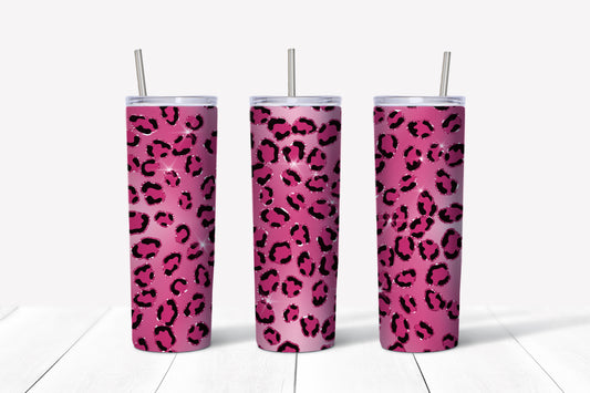 Light pink leopard print sublimation tumbler