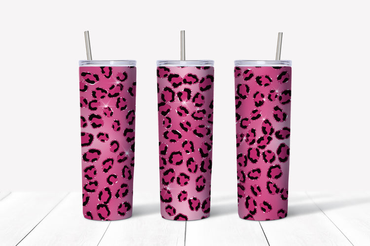 Light pink leopard print sublimation tumbler